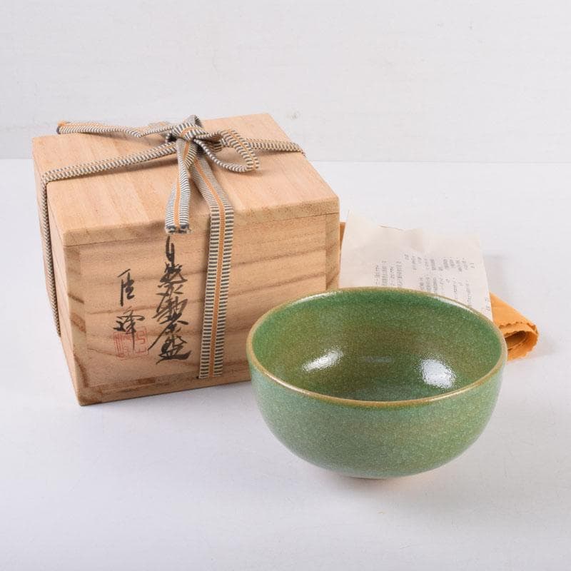 茶道具　美濃焼　加納臣峰作　茶碗　共布　極め箱　C　8391