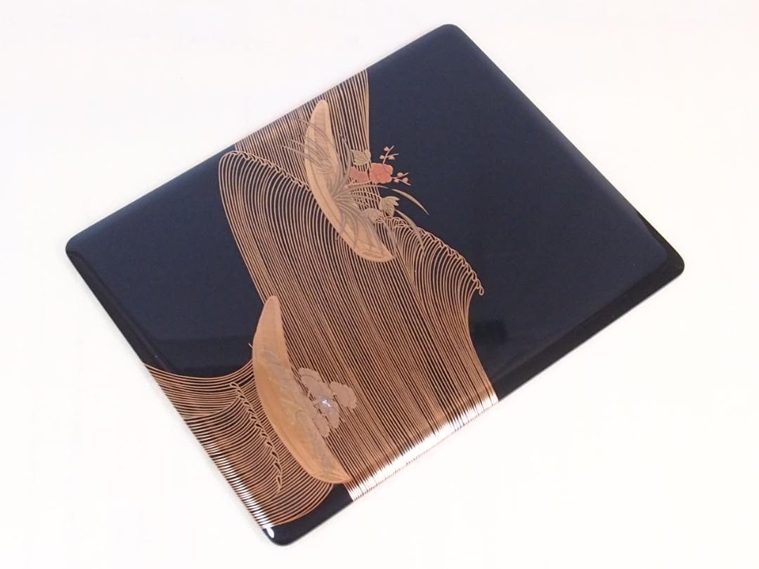 【高級・未使用】輪島塗 わじま慶塚 花舟蒔絵 文庫 小物入れ/レターケース/文箱