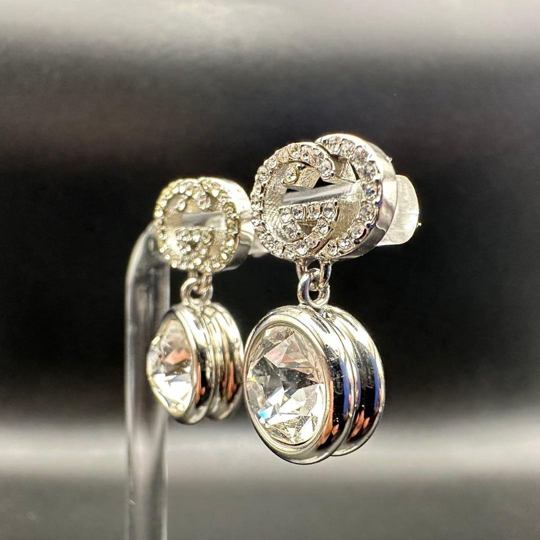 美品✨　GUCCI　グッチ　ピアス　クリスタル　インターロッキング　1571