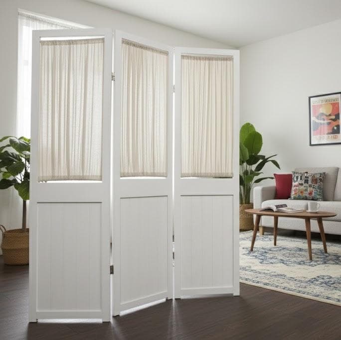 シャビーウッドファニチャー 3連　パーテーション　間仕切り　衝立