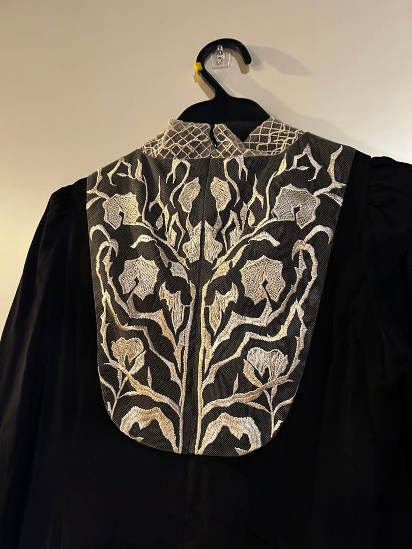 [未使用]etoll. エトル バック刺繍フレアドレス Sサイズ