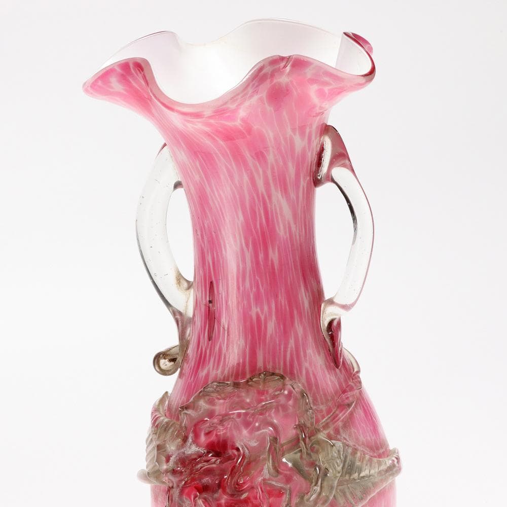 084C 大正 昭和 花瓶 吹きガラス フラワーベース アンティーク 高さ24㎝