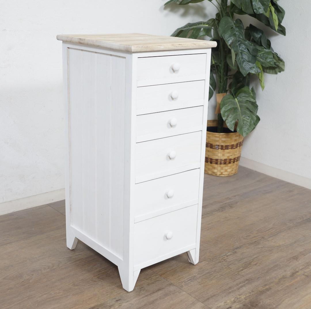 すずみ　シャビー仕上げ　アンティーク調　6段チェスト　完成品！