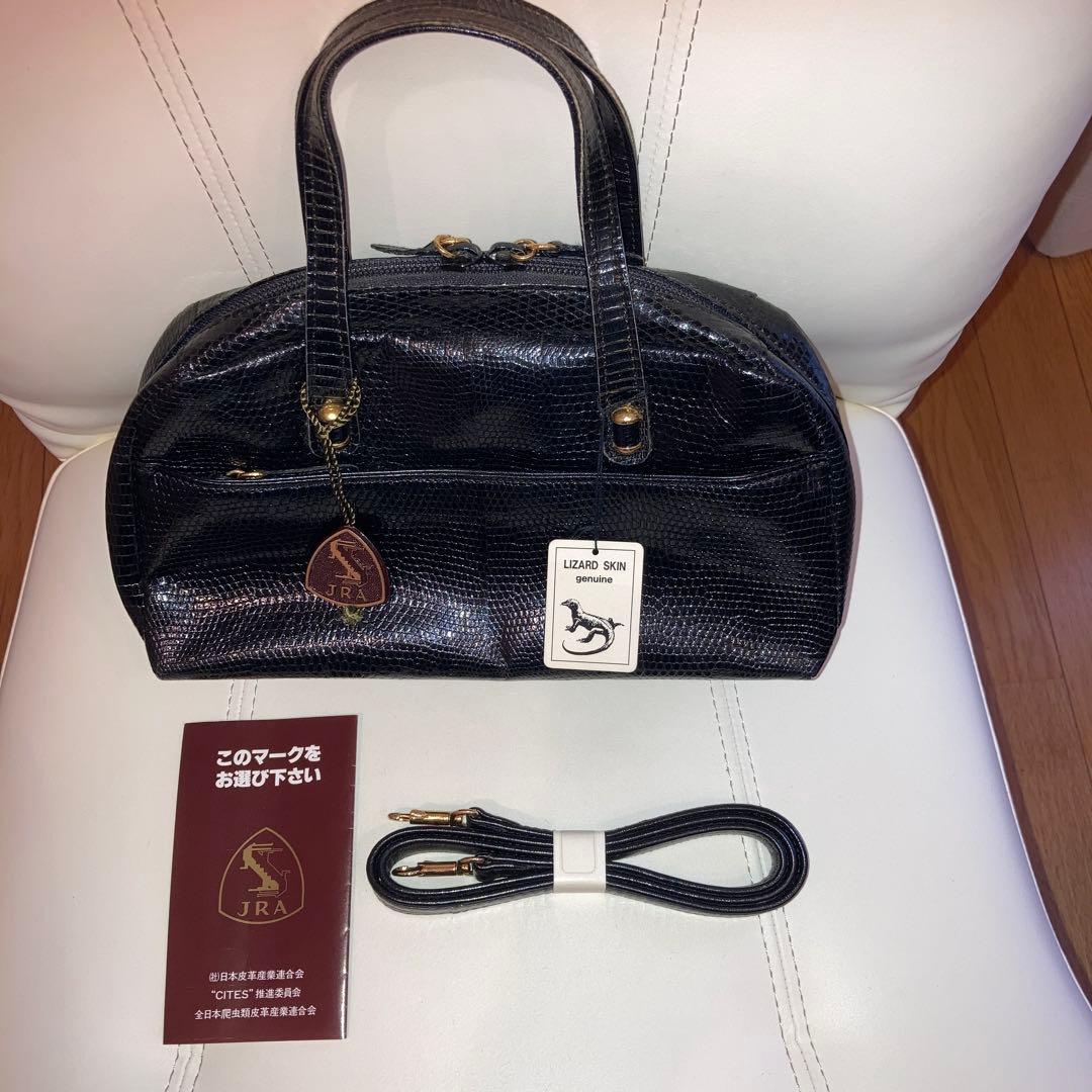 JRA リザードスキン ハンドバッグ 黒