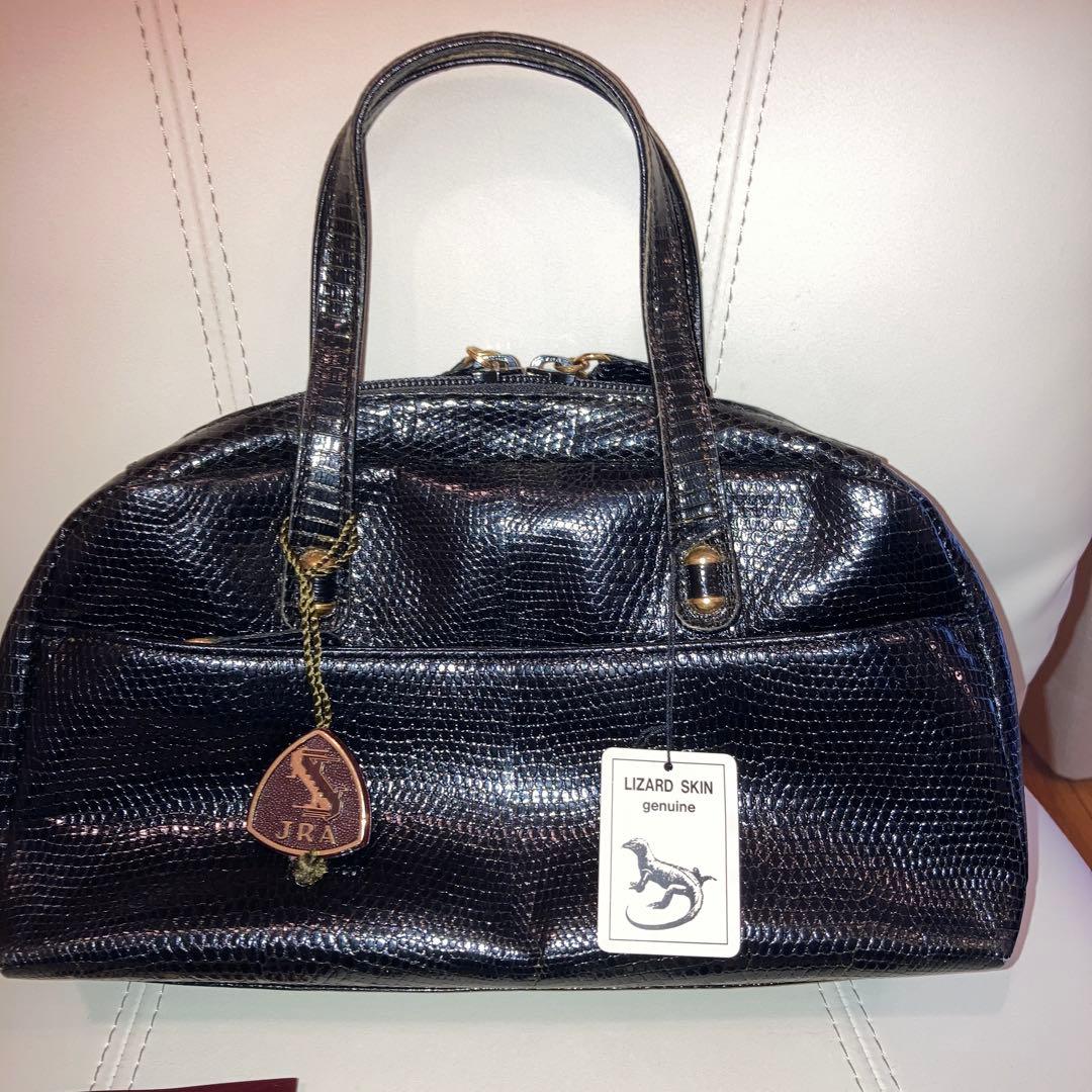 JRA リザードスキン ハンドバッグ 黒