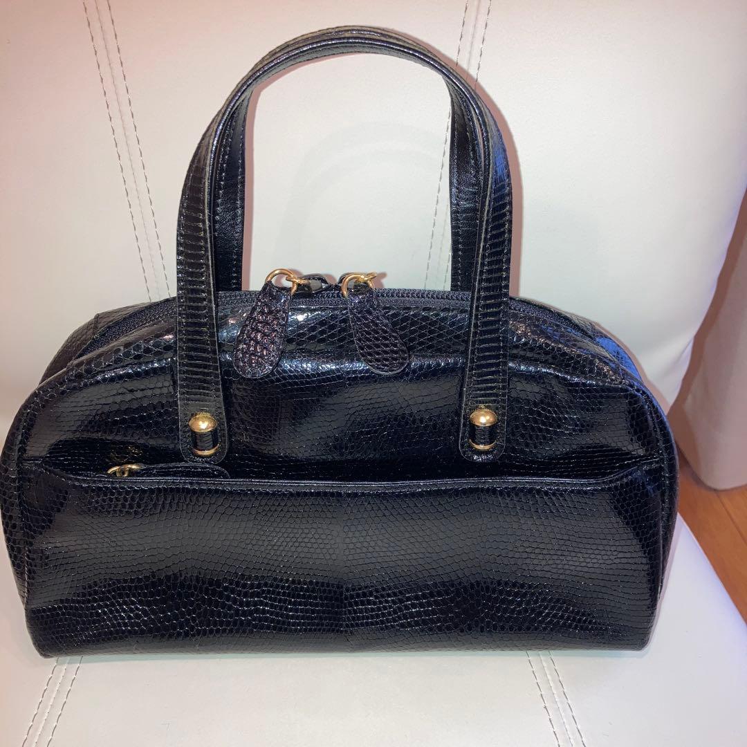 JRA リザードスキン ハンドバッグ 黒