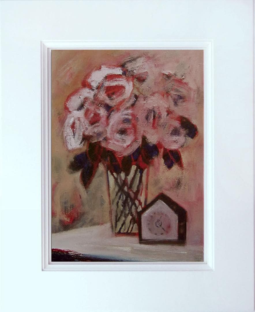 油絵 菅家令子 絵 絵画インテリア 額付(青緑＋金色の枠)uF6-112502花