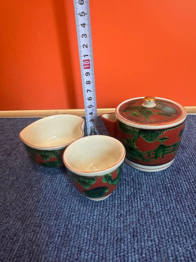 1899 九谷焼 木米 茶器セット　宝瓶1客　湯冷し1客　湯呑5客　未使用