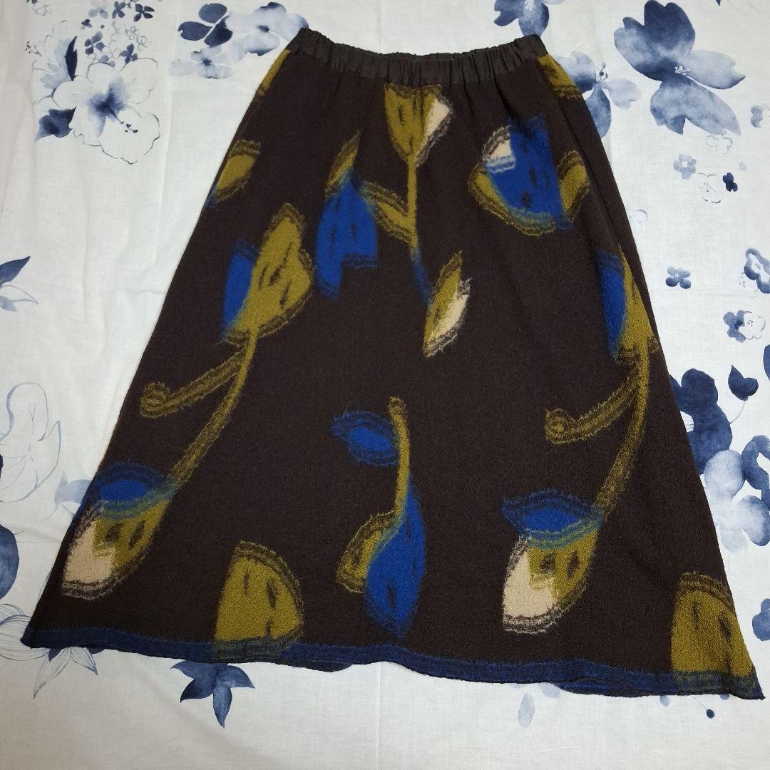 【パラスパレス】大人かわいい花柄のスカート★ウール★サイズ０