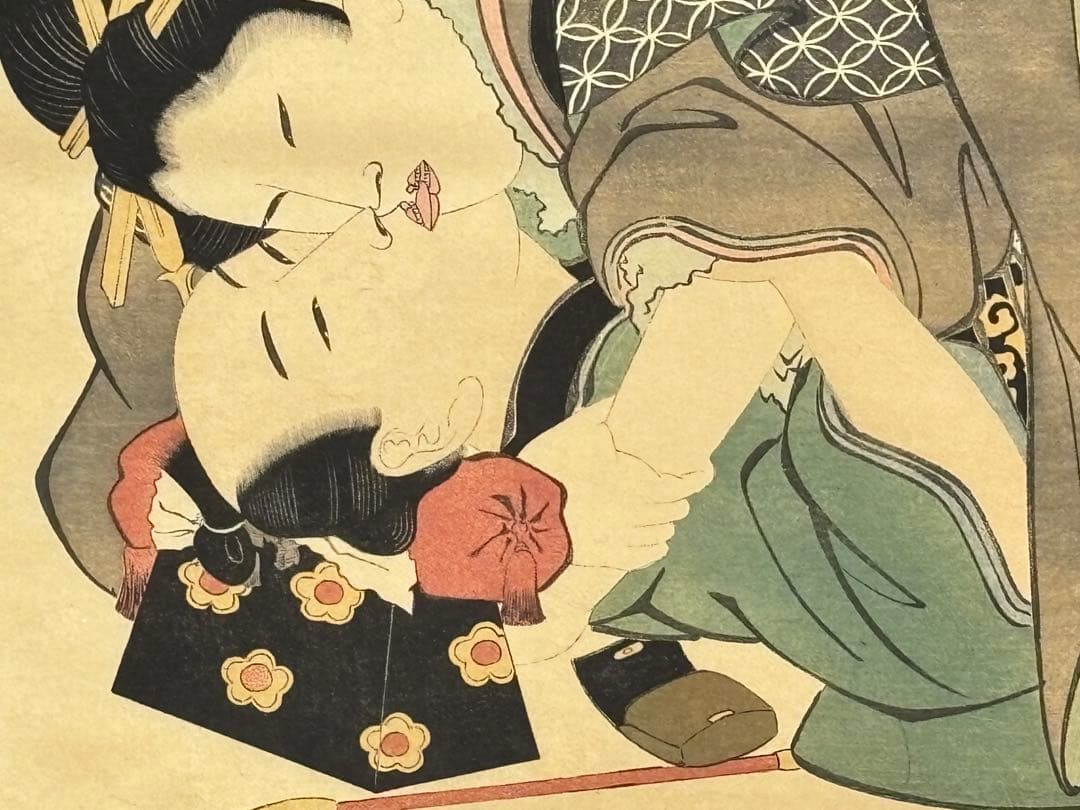 「喜多川歌磨春画 木版刷復刻版」大正期頃 1枚|艶本 浮世絵 木版画