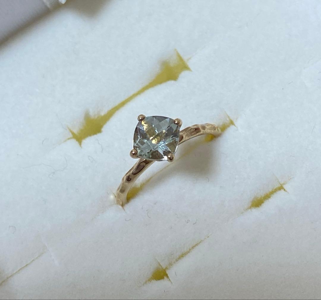 ☆極美品☆ジュエリーツツミ グリーンアメジストリング YG K10 8号