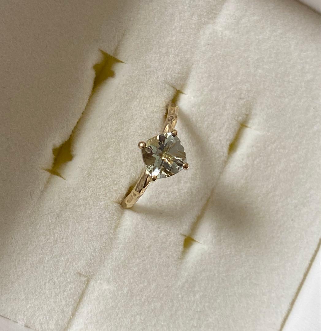 ☆極美品☆ジュエリーツツミ グリーンアメジストリング YG K10 8号