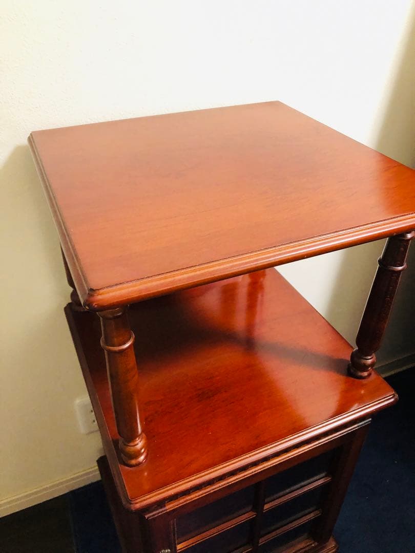 四国工芸　木製電話台・ファックス台 2段式 ブラウン