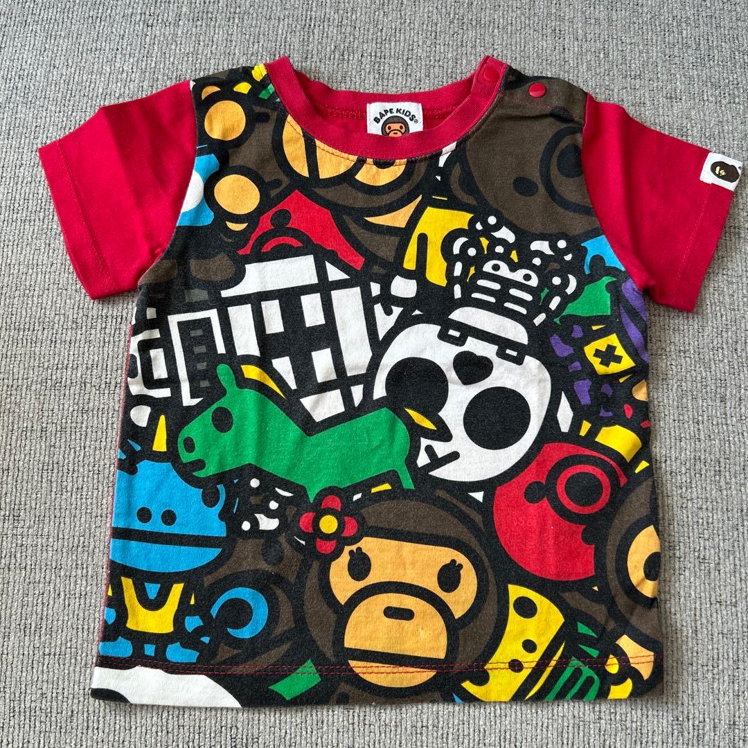 BAPEKIDSカラフルキャラクターTシャツ＆ショートパンツセット80cm正規品