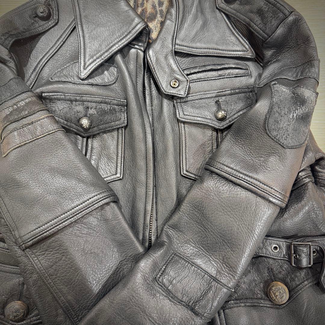 【美品】Roen ロエン ディアスキン シングル ライダースジャケット 44 黒