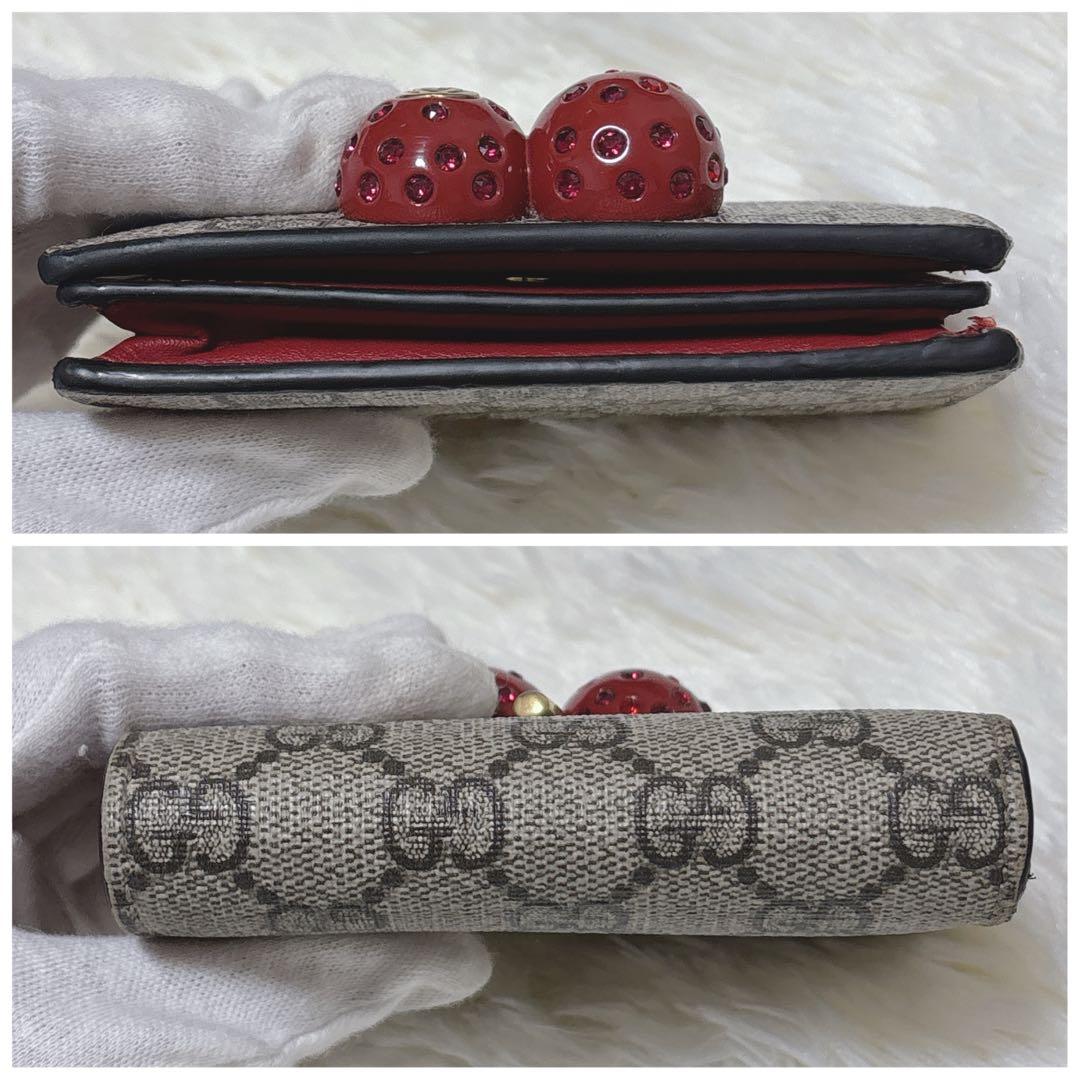 美品✨GUCCI ストーン抜けなし チェリー さくらんぼ 二つ折り財布 GG柄