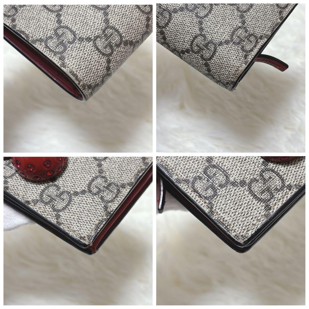 美品✨GUCCI ストーン抜けなし チェリー さくらんぼ 二つ折り財布 GG柄
