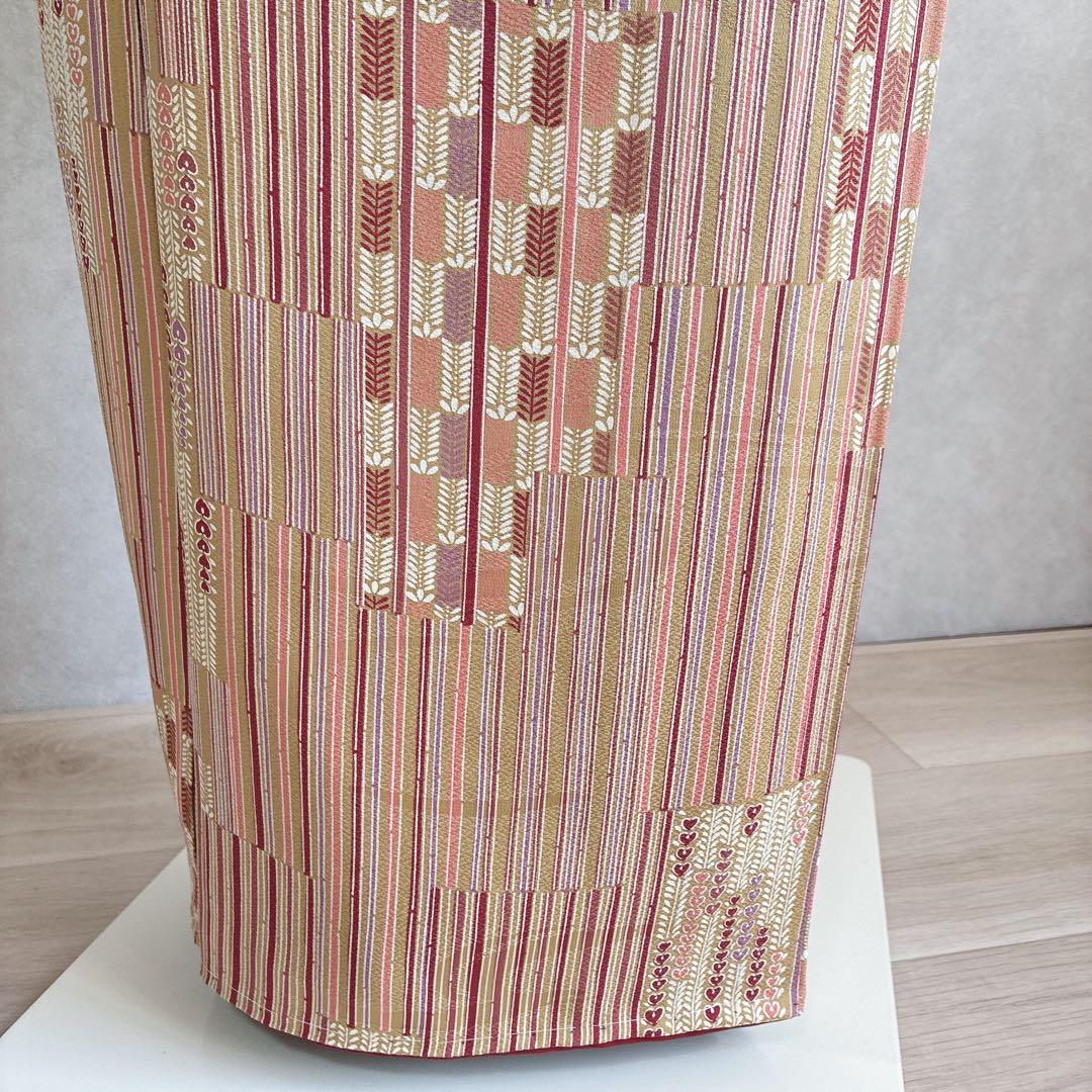 小紋　フルセット　着物　正絹　しつけ糸付き　ストライプ　温もり縞　民芸調　N2