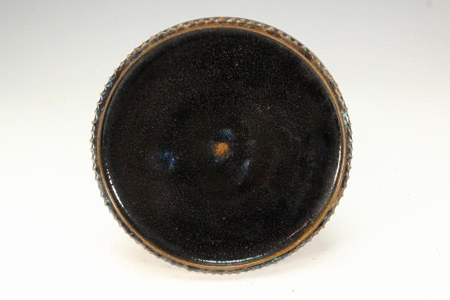 中国美術 黒釉 盤 φ15cm(K-LC189)