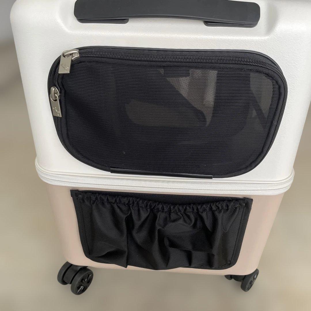 キャスター付きペットカート ホワイトとベージュ