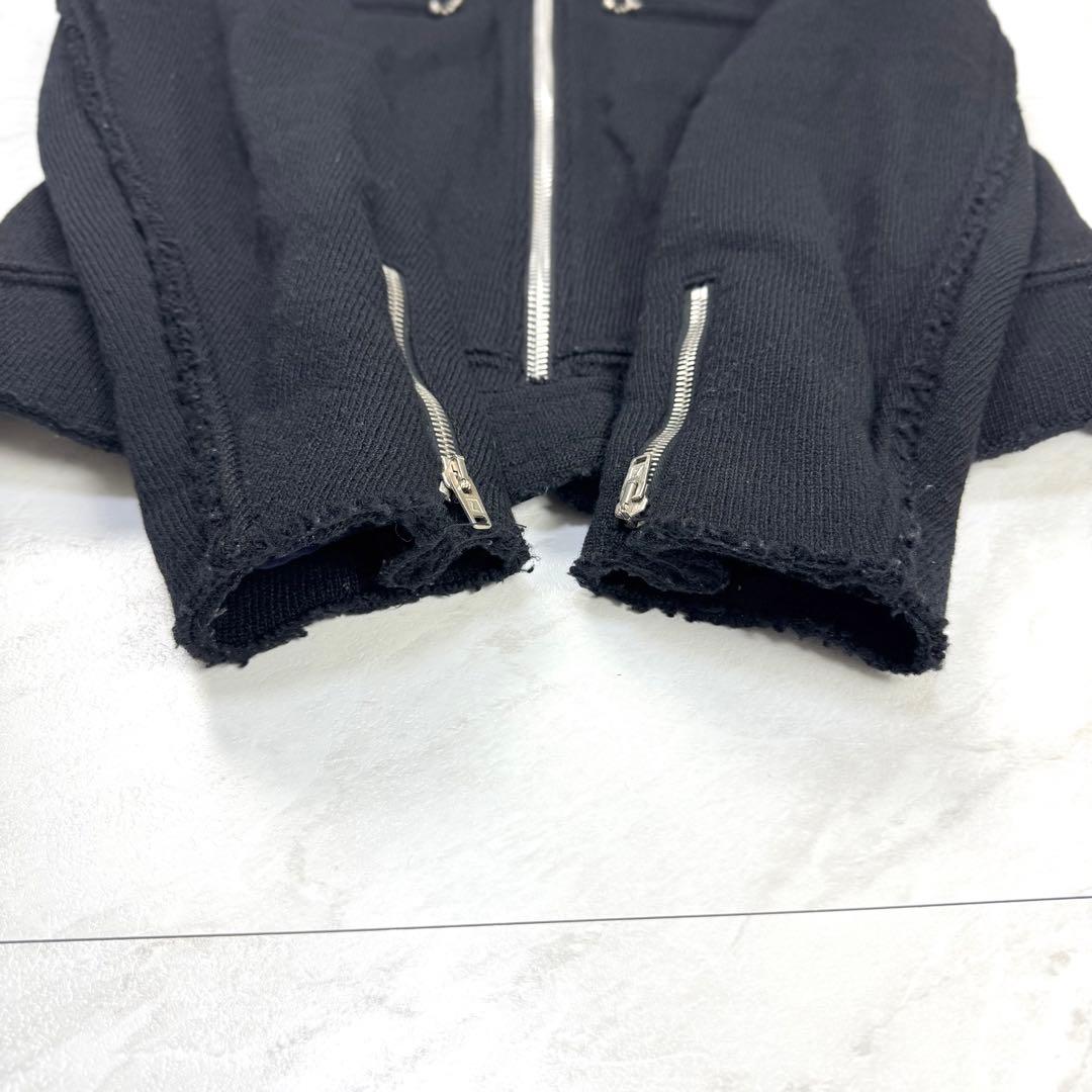 ジュンヤワタナベ コムデギャルソン ルイスレザー 縮絨 ニット ライダース M