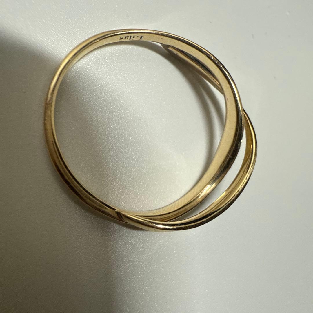 Lilas 2ラインツイストモチーフリング K10 ゴールド　13号