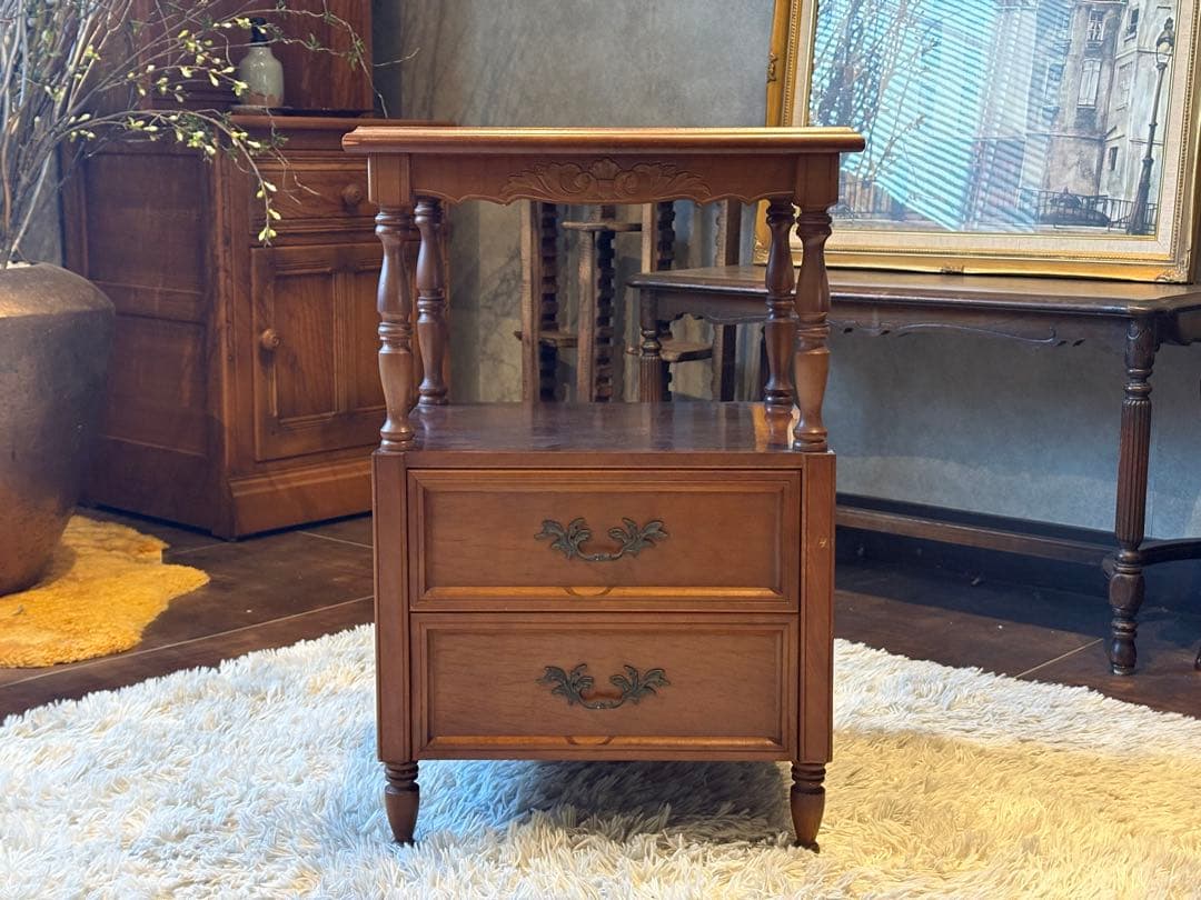 アンティーク ビンテージ 電話台 FAX台 キャビネット チェスト G