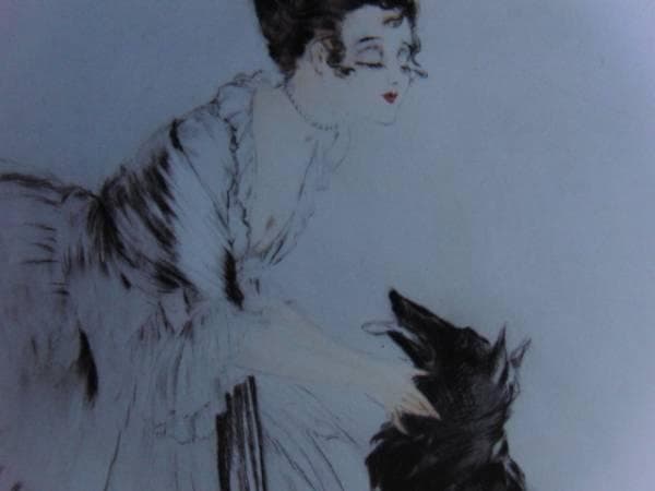 ルイ・イカール、黒い犬、希少限定画集画、新品高級額装付、状態良好