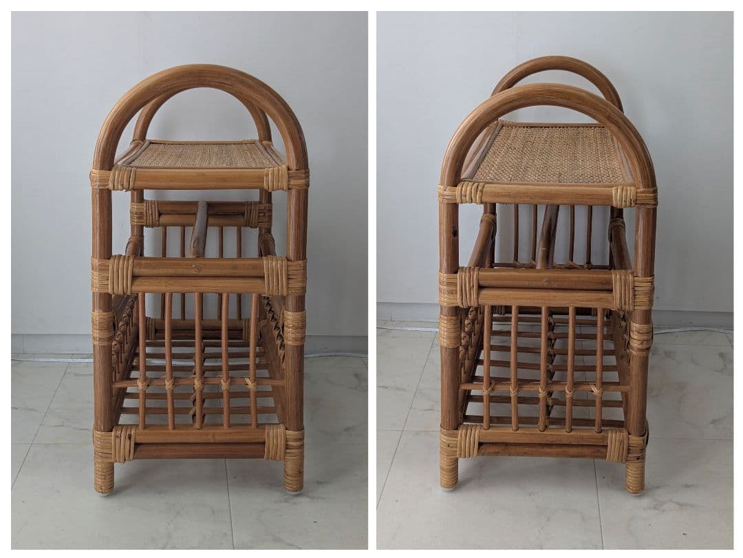 ラタン製 ラック サイド ボード チェスト マガジンラック 藤 ヴィンテージ