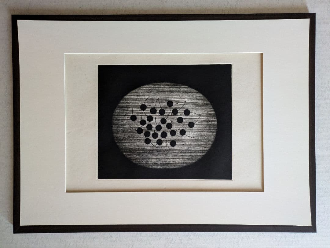 格安b浜口陽三の腐蝕銅版画　“黒”が織りなす静謐な銅版画「 チェリーズ 」美品