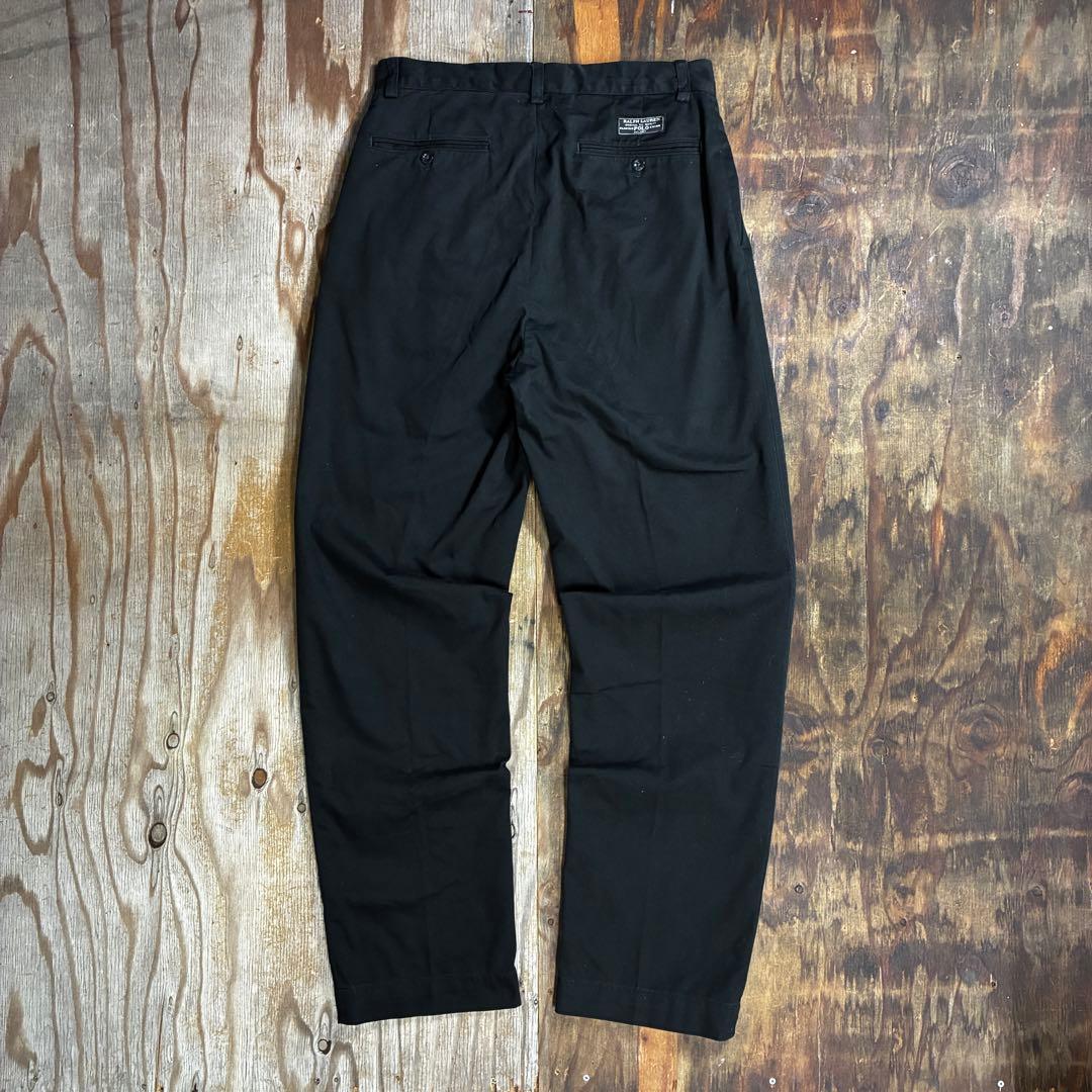 90s ポロチノ ２タック チノ パンツ ブラック 30×30 VINTAGE