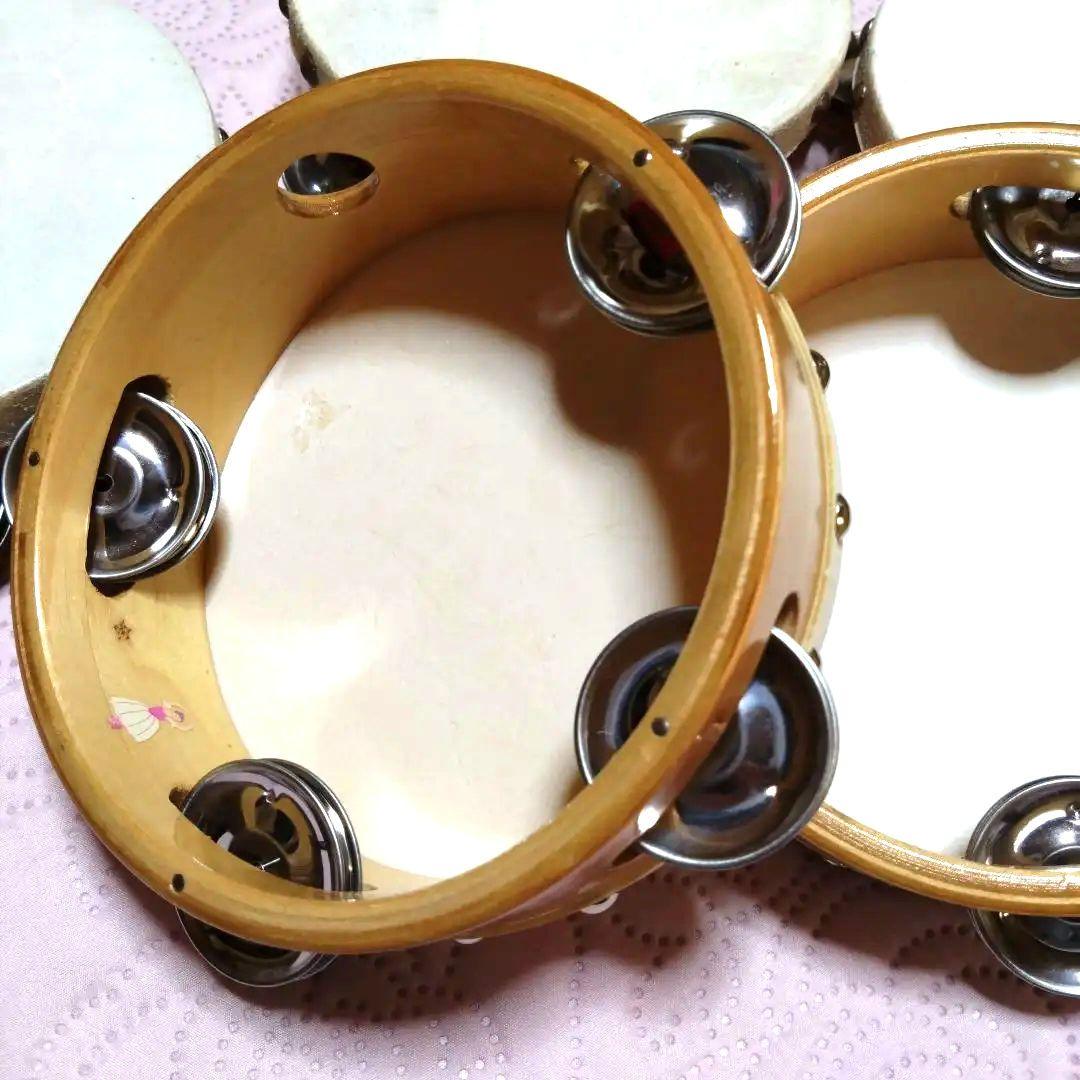 木製シンバル付きタンバリン5個セット