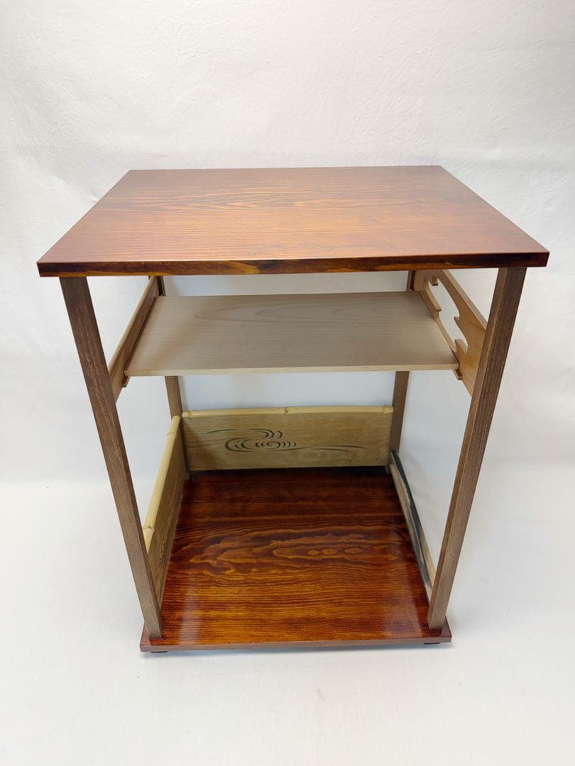 ほぼ未使用 茶道具 漆匠 前端春斎造 行雲棚 鵬雲斎好写 組み立式 共箱