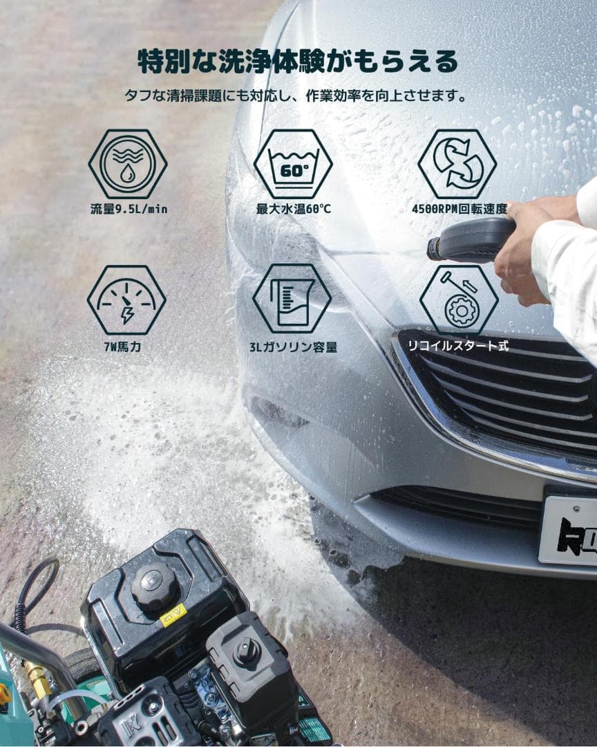 高圧洗浄機エンジン式 20MPAガソリンエンジン高圧洗浄機7馬力 純銅製ポンプ