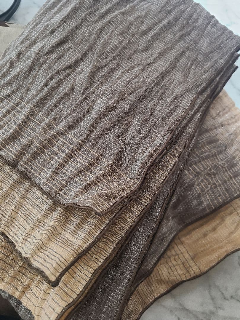 浴衣 ニコアンティーク 高級変わり織 浴衣3点セット 砂色に焦げ茶ぼかしの鵲