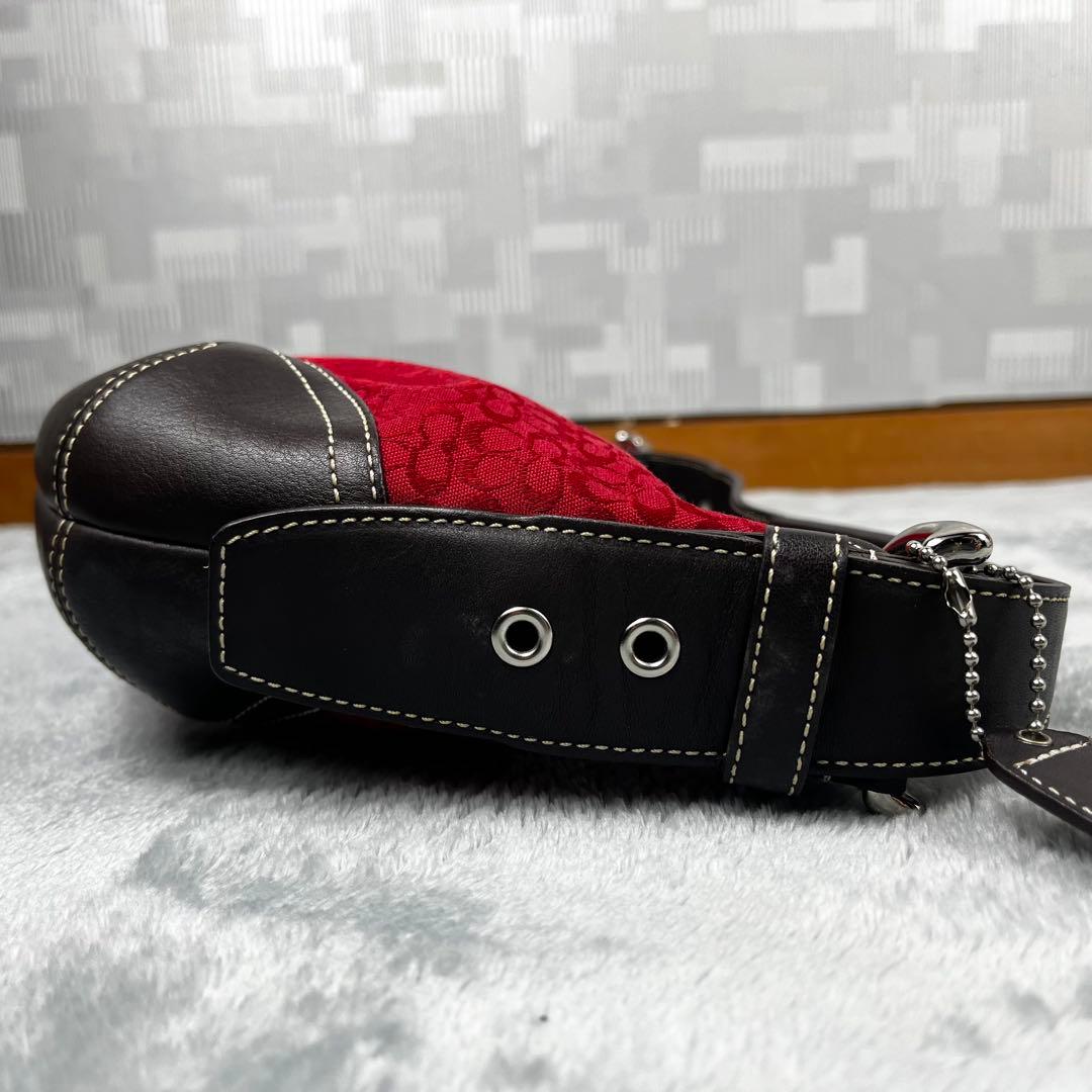 美品 Coach Hobo Hand Bag Signature Red