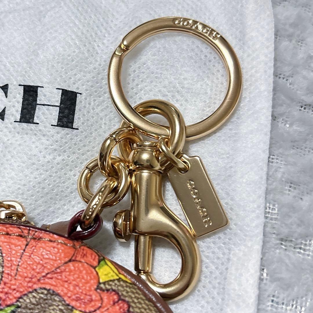 【美品】COACH サーキュラー ポーチ 花柄 バッグチャーム