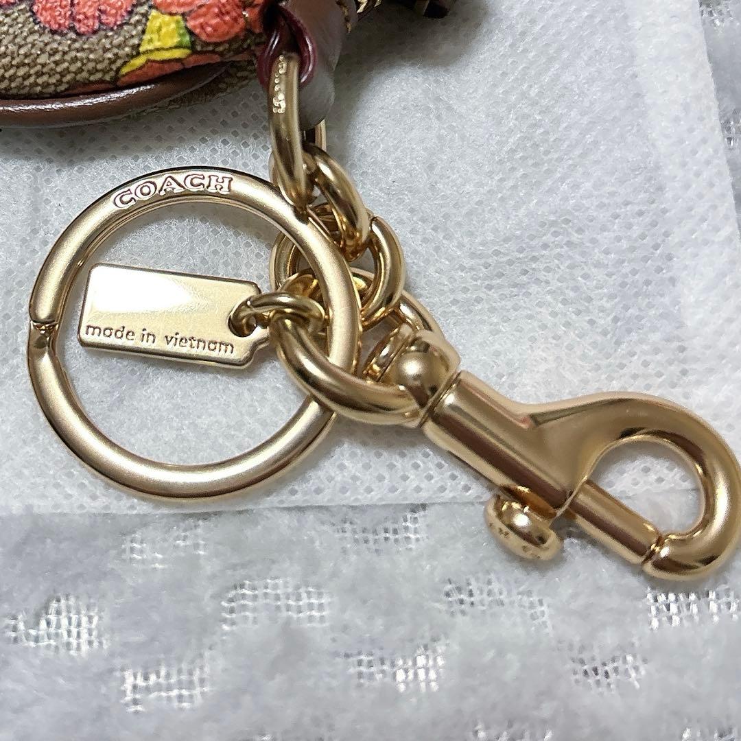 【美品】COACH サーキュラー ポーチ 花柄 バッグチャーム