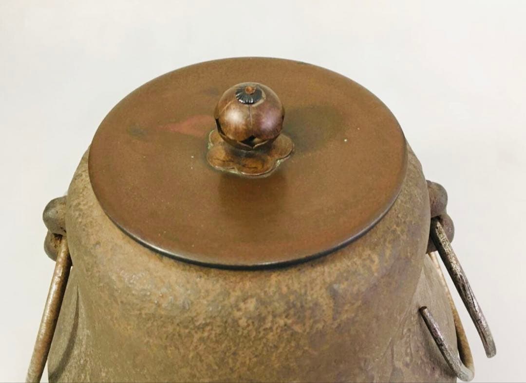 鉄製 瓢箪形 茶釜（耳環付）風炉釜／茶道具／骨董／アンティーク