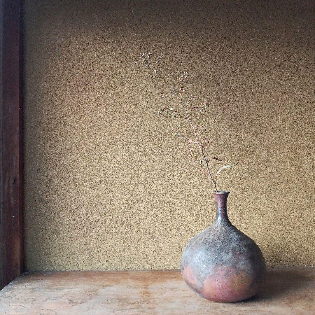 焼きムラが美しい 古陶器 花器 ヴィンテージ 陶器 古道具 花瓶 壺