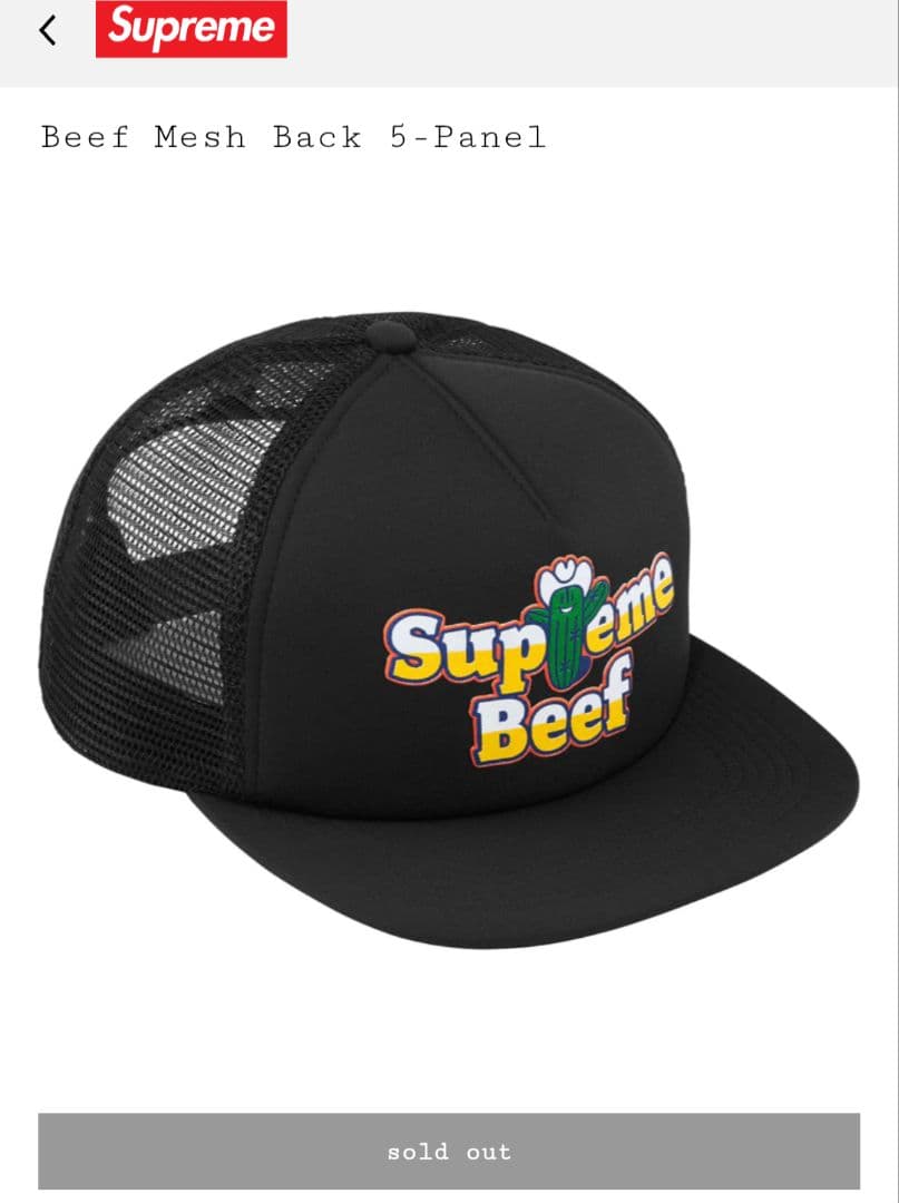 Supreme / BEEF MESH BACK 5-PANEL (黒）