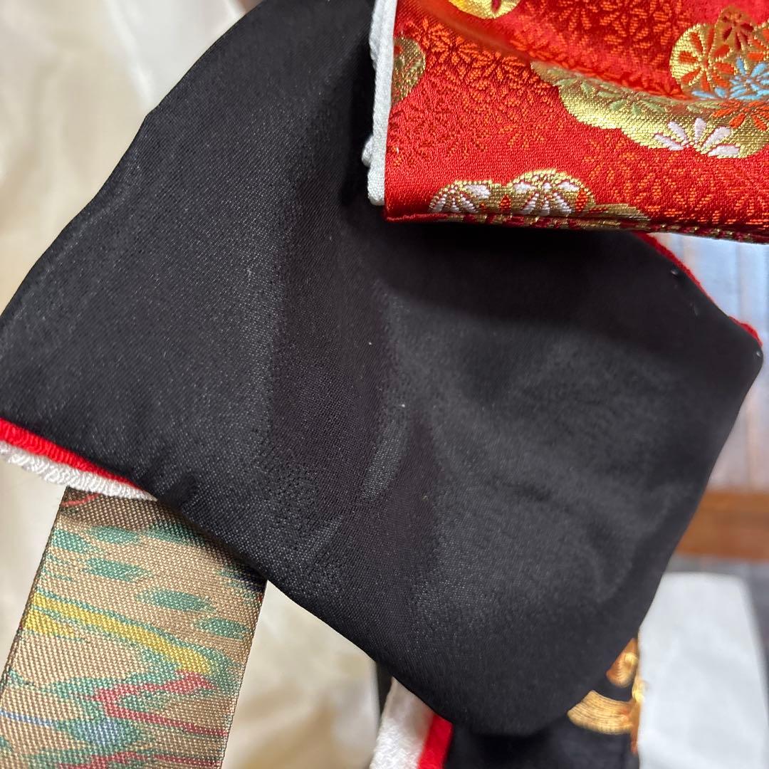 尾山人形 伝統的和服 黒赤