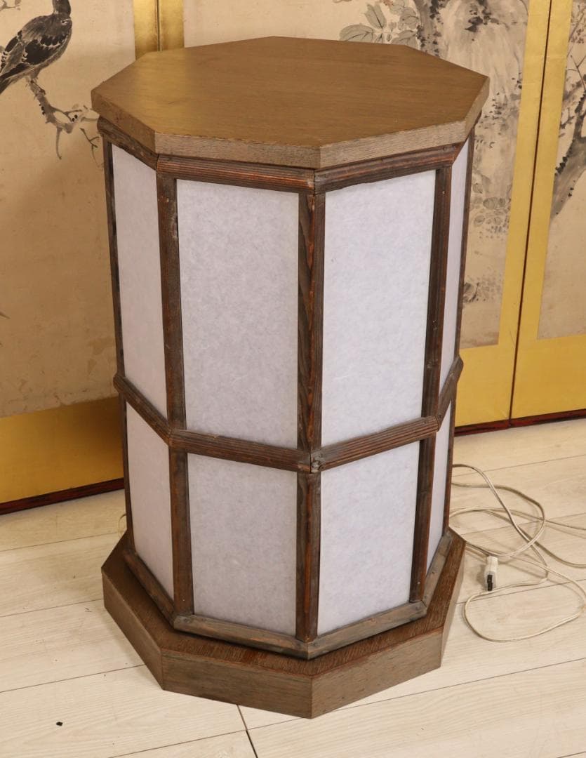 BK269　昭和レトロ　木製　八角　行燈　ライト　行灯　照明