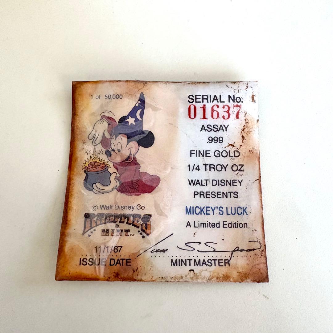 アンティーク　ディズニー 金貨 1/4 TROY oz 24金 .999
