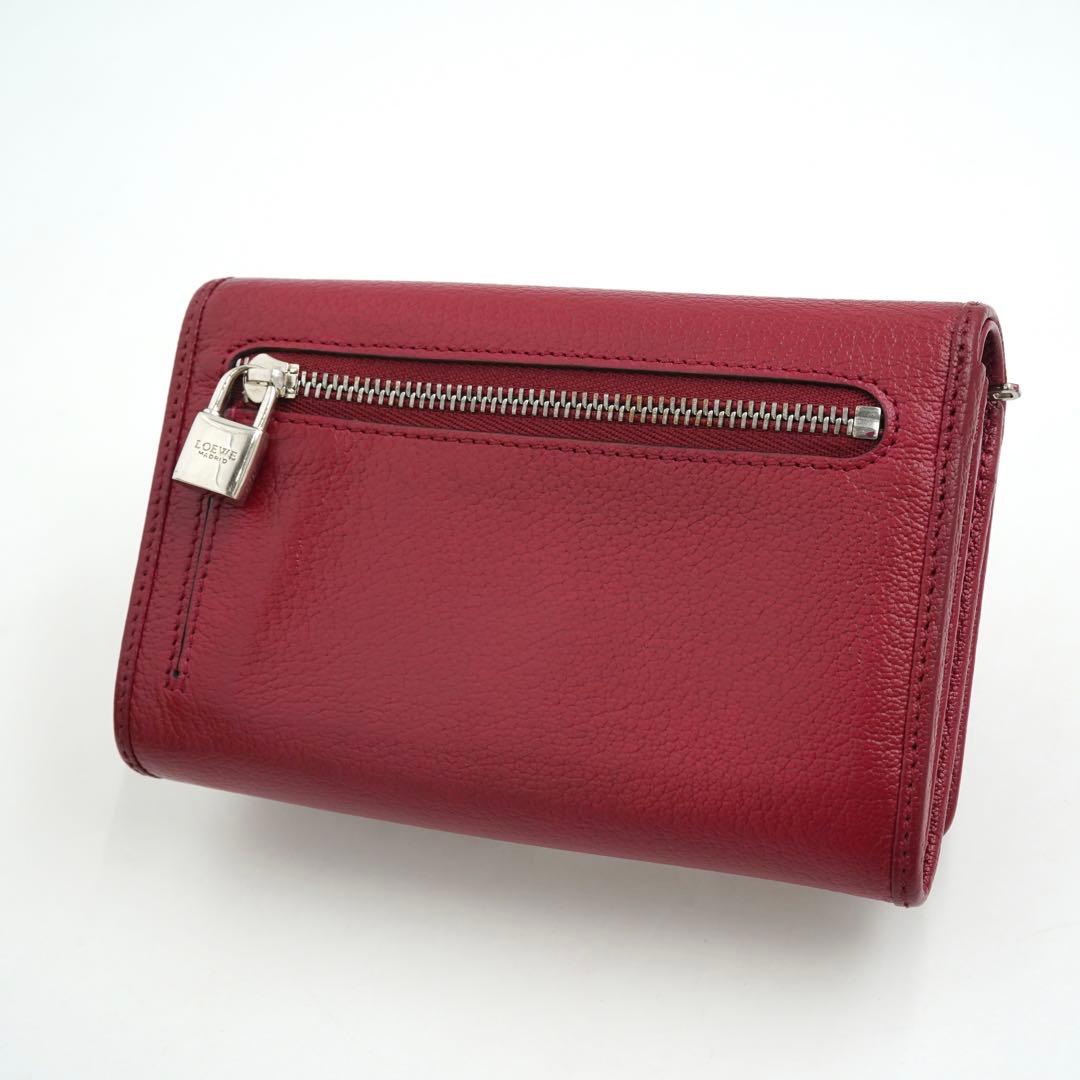 ✨極上美品✨　ロエベ　ミニ財布　二つ折り　アナグラム　アマソナ　南京錠　レザー