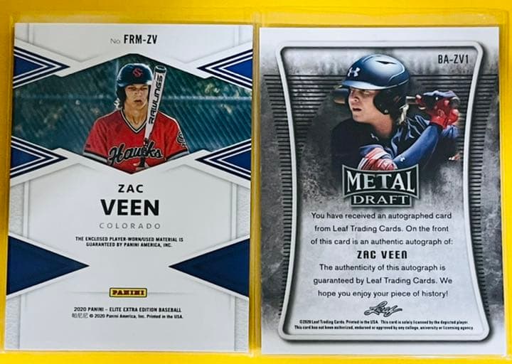 Zac Veen 直筆サイン&ジャージ　２枚セット　マイナー大注目　auto