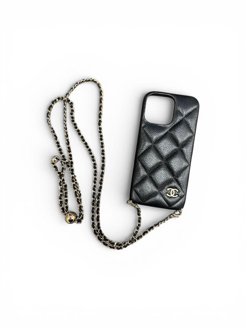 CHANEL ブラック キルティング iPhoneケース