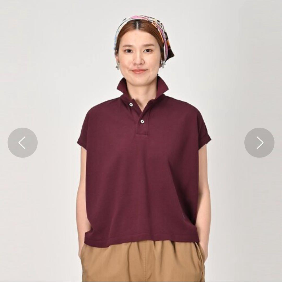 45R カノコのMキャミポロ ワイドポロ　ホワイト　R 刺繍　45rpm