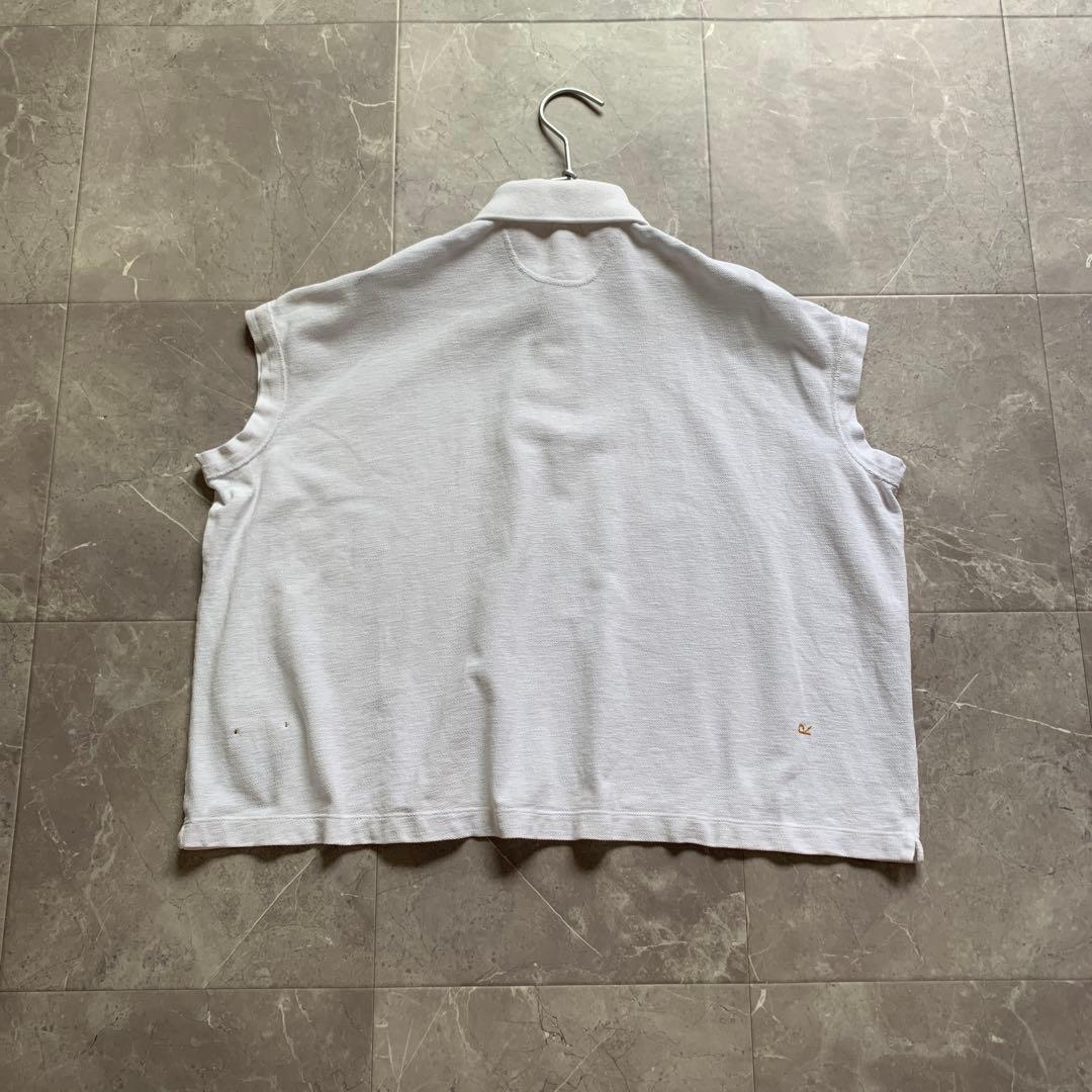 45R カノコのMキャミポロ ワイドポロ　ホワイト　R 刺繍　45rpm