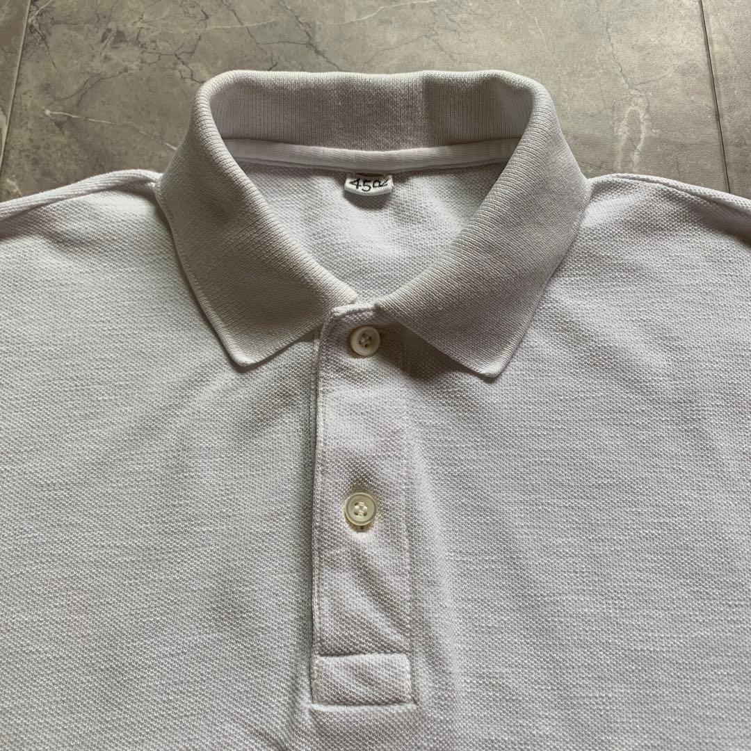 45R カノコのMキャミポロ ワイドポロ　ホワイト　R 刺繍　45rpm